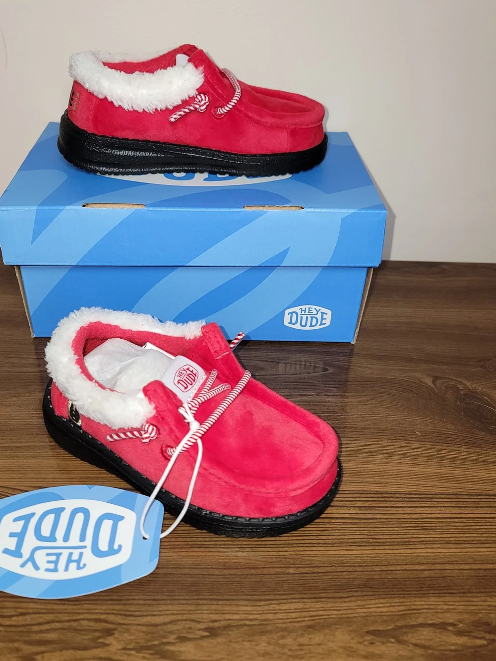 Hey Dude Wally Santa Claus  Fleece-Lined Loafers - Size 7 Toddler